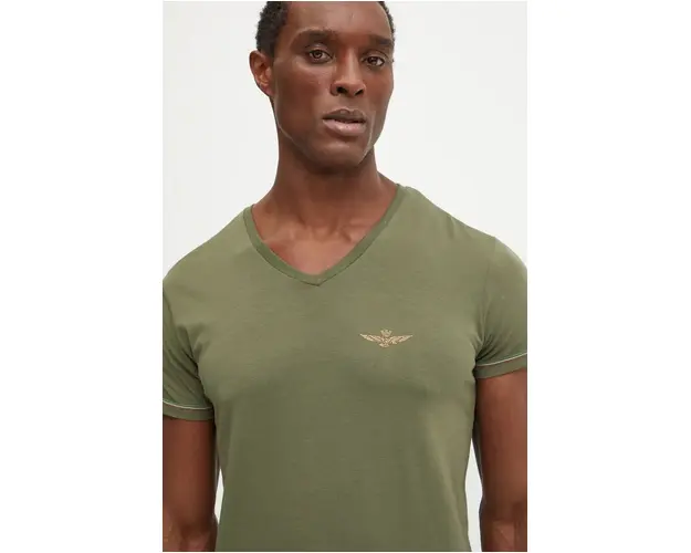Aeronautica Militare tricou barbati, culoarea verde, neted, AM1UTI004