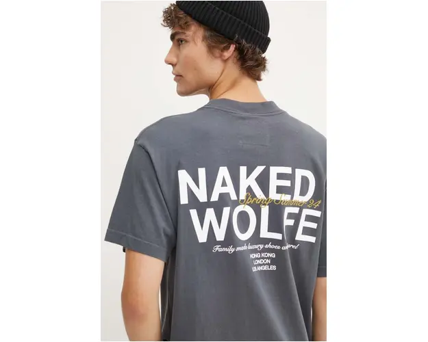 Naked Wolfe tricou din bumbac barbati, culoarea gri, cu imprimeu, classic.tee