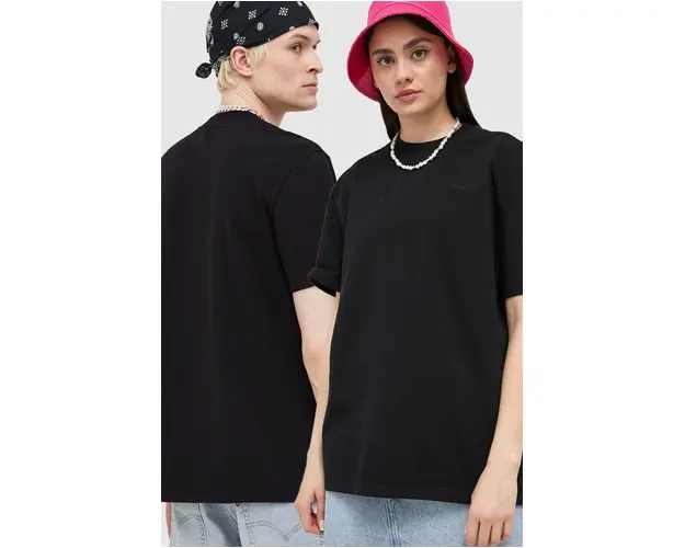 Preach tricou din bumbac culoarea negru, neted