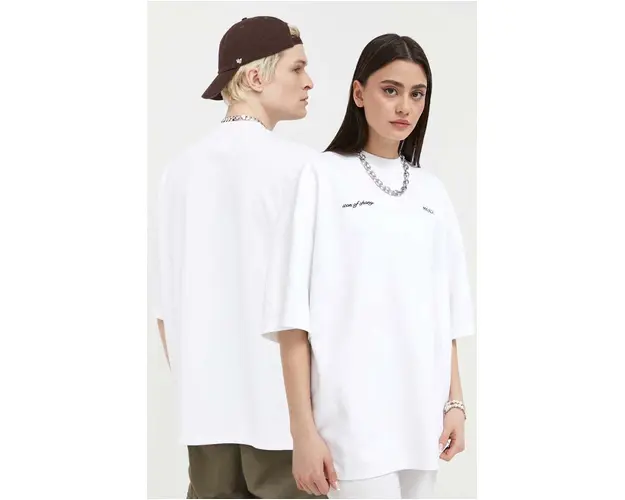 Preach tricou din bumbac culoarea alb, neted