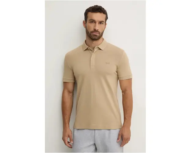 Lacoste tricou polo barbati, culoarea bej, neted