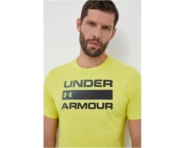 Under Armour tricou de antrenament Team Issue Wordmark culoarea galben, cu imprimeu, 1329582