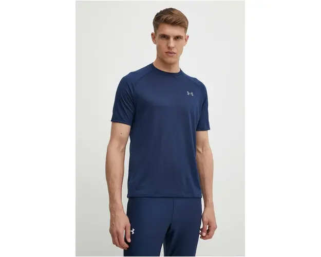 Under Armour tricou de antrenament Tech 2.0 culoarea albastru marin, neted 1326413-191