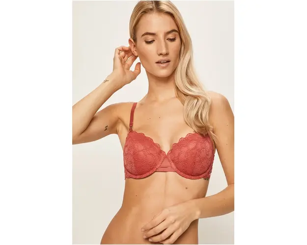 Dkny Sutien culoarea roz, dantela, material neted
