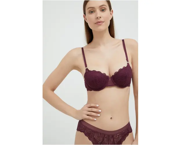 Dkny sutien culoarea violet, dantela, neted