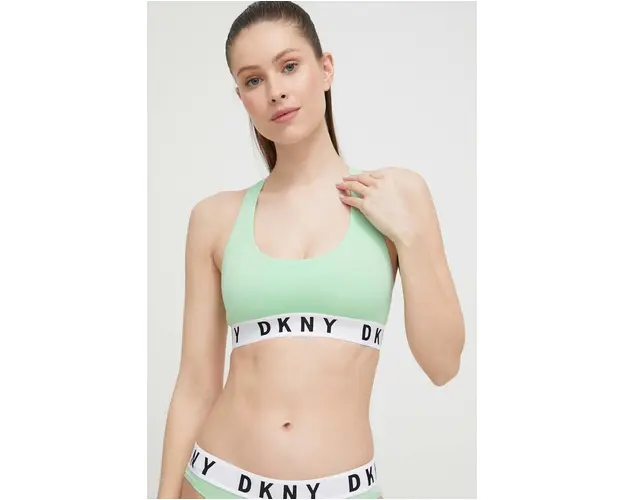 Dkny sutien culoarea verde, neted