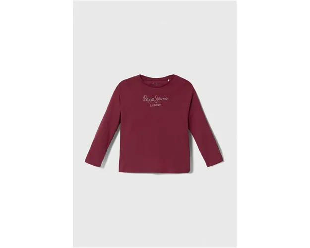 Pepe Jeans longsleeve din bumbac pentru copii culoarea bordo