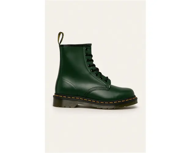 Dr. Martens bocanci de piele 1460 culoarea verde, cu toc plat 11822207