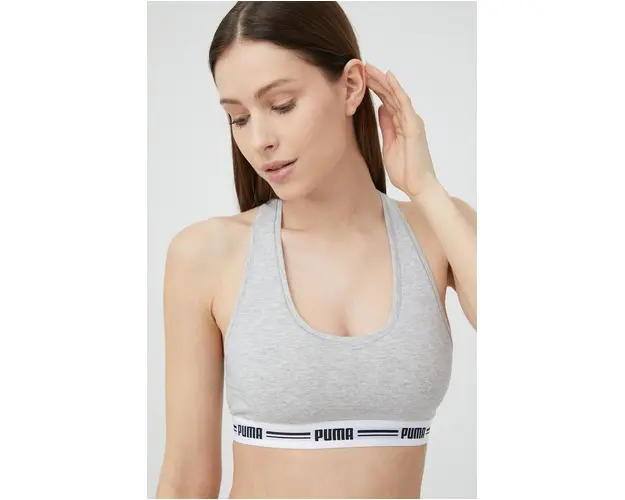 Puma sutien 907862 culoarea gri, melanj 907862