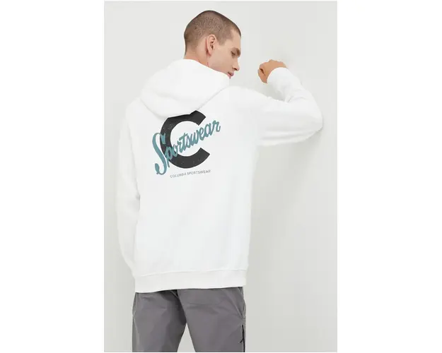 Columbia bluza CSC Basic Logo barbati, culoarea alb, cu imprimeu 1681664