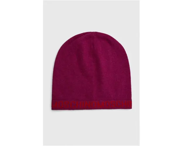 Moschino caciula de lana culoarea violet, de lana, din tesatura neteda