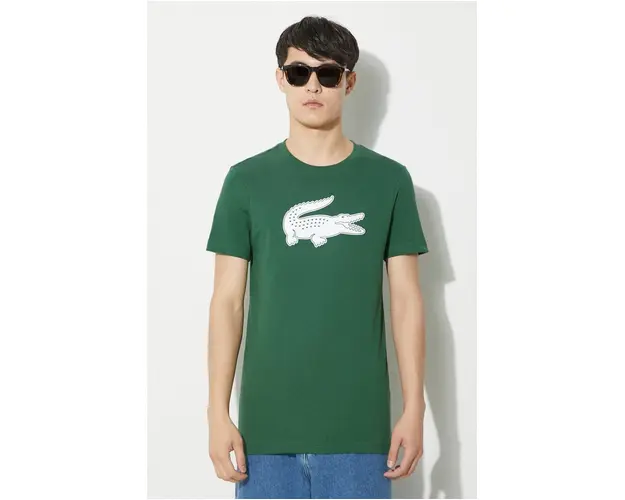 Lacoste tricou barbati, culoarea verde, cu imprimeu