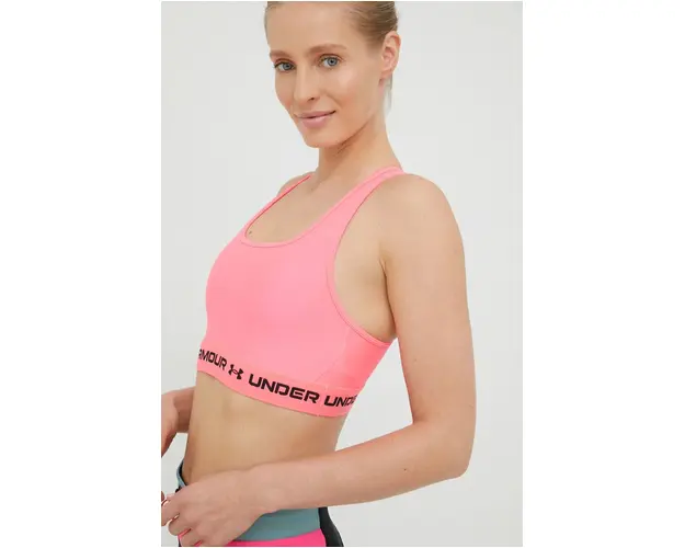 Under Armour sutien sport Crossback culoarea roz, neted 1361034-001