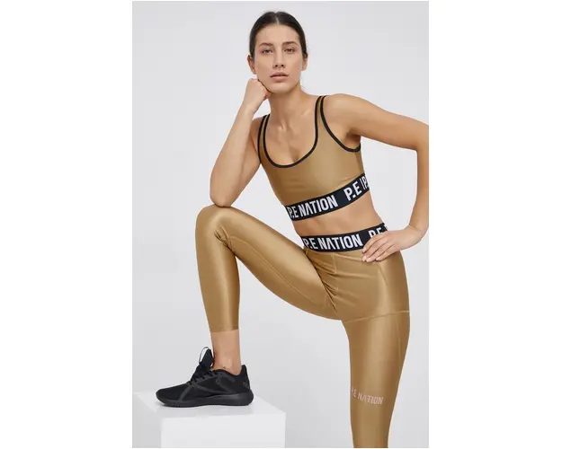P.E Nation Sutien sport culoarea maro, material neted
