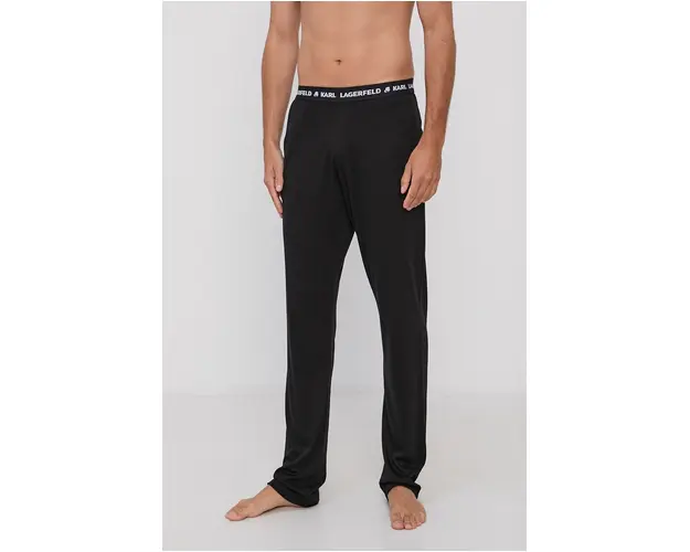 Karl Lagerfeld Pantaloni de pijama barbati, culoarea negru, material neted