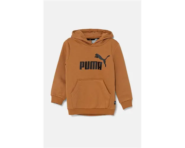 Puma bluza copii culoarea maro, cu gluga, cu imprimeu