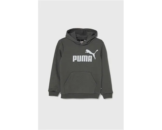 Puma bluza copii culoarea gri, cu gluga, cu imprimeu