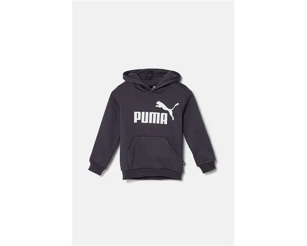 Puma bluza copii culoarea gri, cu gluga, cu imprimeu