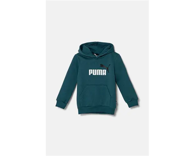 Puma bluza copii culoarea verde, cu gluga, cu imprimeu