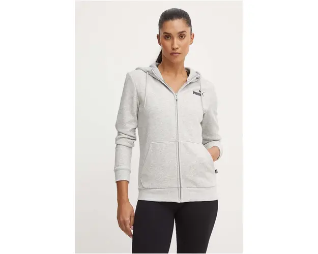 Puma bluza femei, culoarea gri, cu gluga, neted