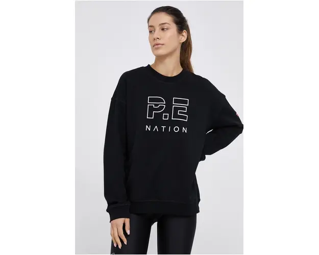 P.E Nation Hanorac de bumbac femei, culoarea negru, material neted