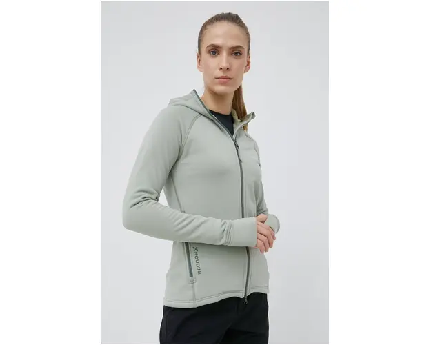 Houdini hanorac Power culoarea verde, cu gluga, neted