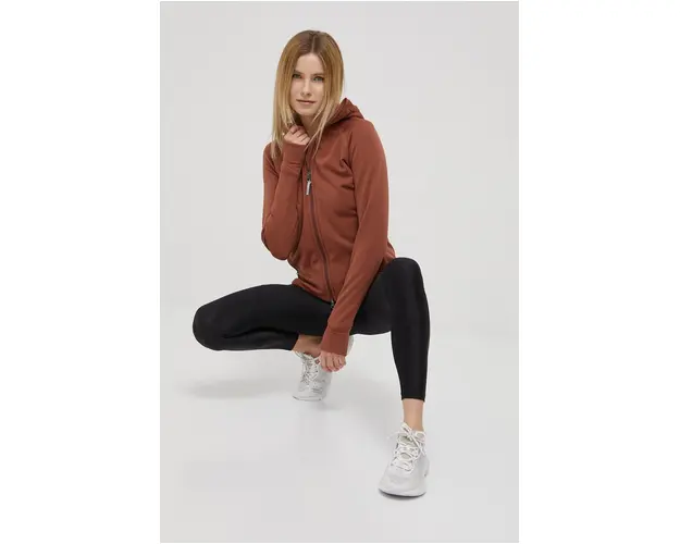 Houdini hanorac Power culoarea maro, cu gluga, neted