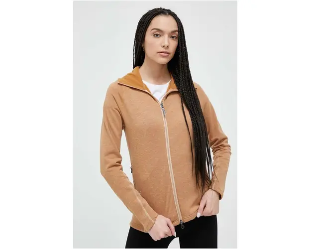 Houdini bluza femei, culoarea maro, cu gluga, neted