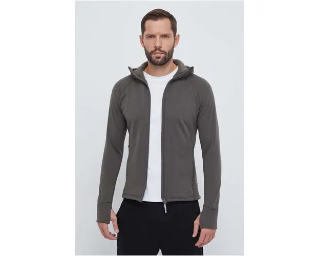 Houdini hanorac Power culoarea verde, cu gluga, neted