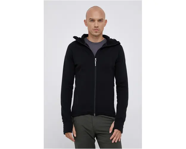 Houdini hanorac Power culoarea negru, cu gluga, neted