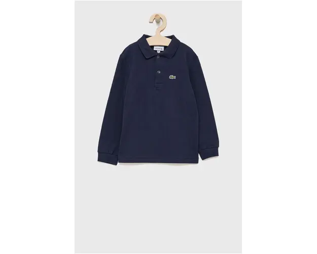 Lacoste Longsleeve din bumbac pentru copii culoarea albastru marin, material neted
