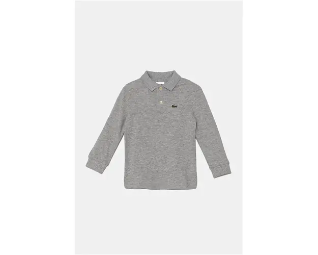 Lacoste longsleeve din bumbac pentru copii culoarea gri, neted