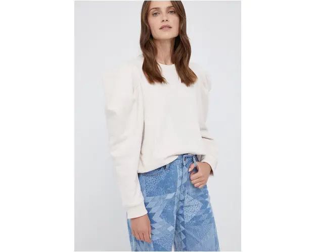 Levi's Hanorac de bumbac femei, culoarea bej, material neted