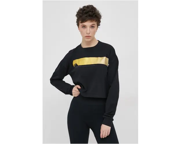 Superdry Longsleeve din bumbac culoarea negru