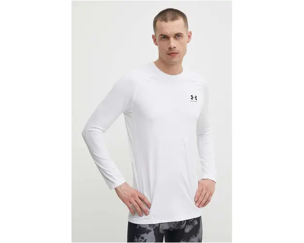 Under Armour maneca lunga de antrenament culoarea alb, neted