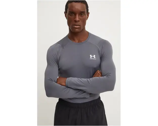 Under Armour maneca lunga de antrenament culoarea gri, neted