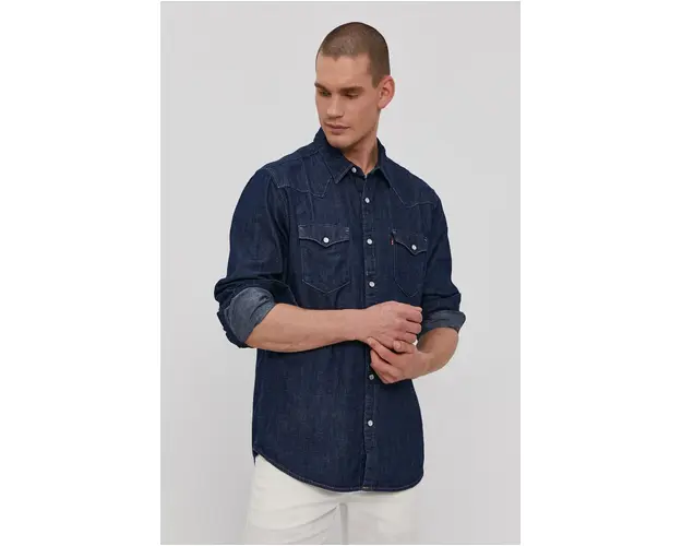 Levi's camasa din bumbac barbati, culoarea bleumarin, cu guler clasic, regular 85744.0000-Blues