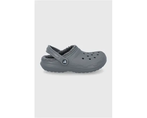 Crocs papuci de casa CLASSIC LINED CLOG culoarea gri ASSIC.LINED.CLOG.203591-ELECTRIC.P