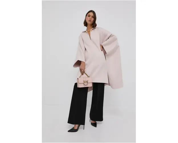Elisabetta Franchi Poncho de lana culoarea roz, de tranzitie