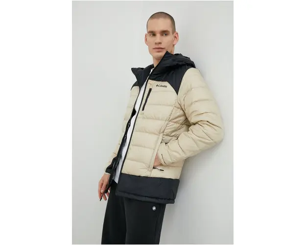 Columbia geaca de puf M Autumn Park Down Hooded Jacket barbati, culoarea bej, de tranzitie 1930241