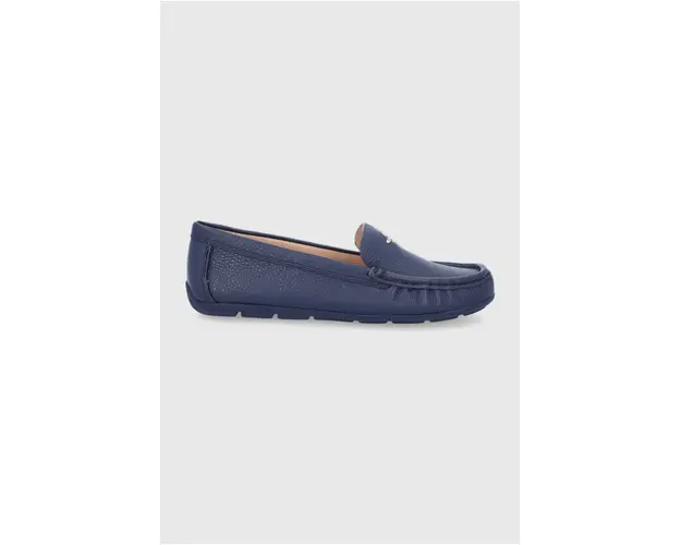 Coach Mocasini de piele femei, culoarea albastru marin, cu toc plat