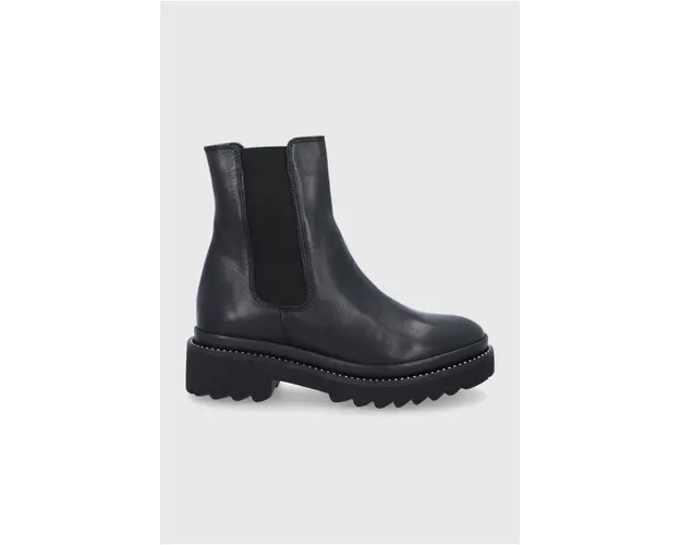 Aldo Ghete Chelsea de piele femei, culoarea negru, cu toc plat