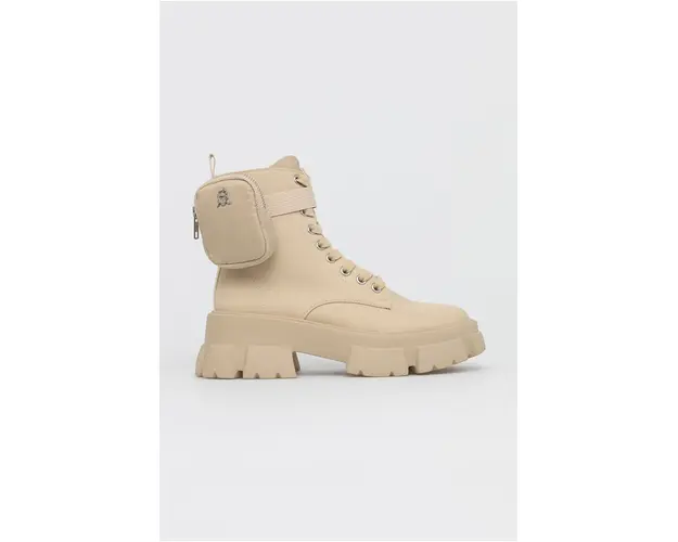 Steve Madden bocanci Tanker-p Bootie femei, culoarea bej, cu platforma