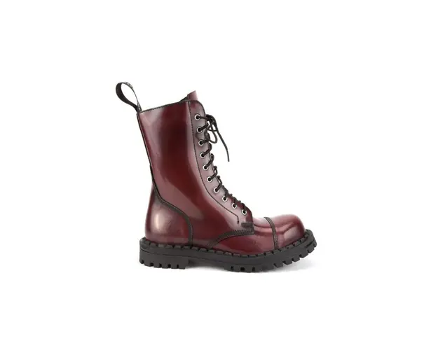 Altercore Bocanci de piele femei, culoarea bordo, cu toc plat