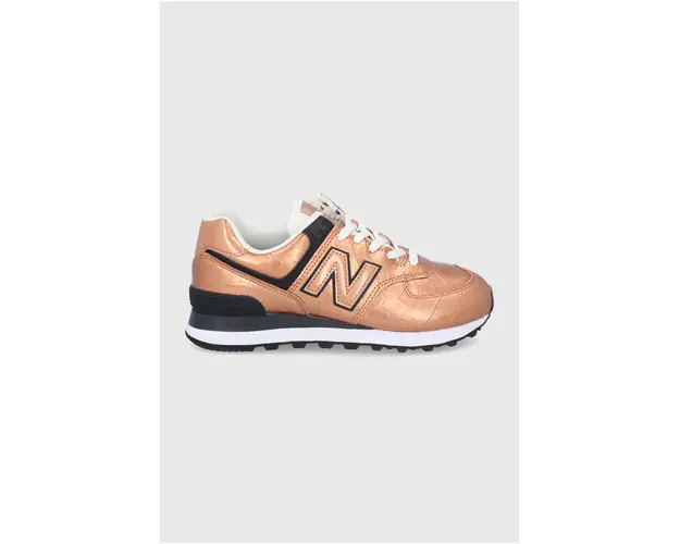 New Balance ghete de piele WL574PX2 culoarea auriu, cu toc plat WL574PX2-224