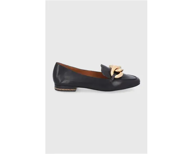 Tory Burch Mocasini de piele femei, culoarea maro, cu toc plat