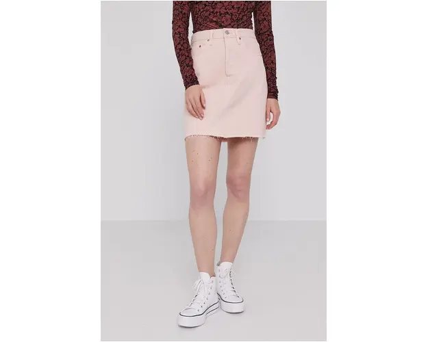 Levi's Fusta jeans culoarea roz, mini, model drept