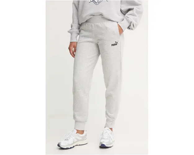 Puma Pantaloni 586839 femei, culoarea gri, material neted