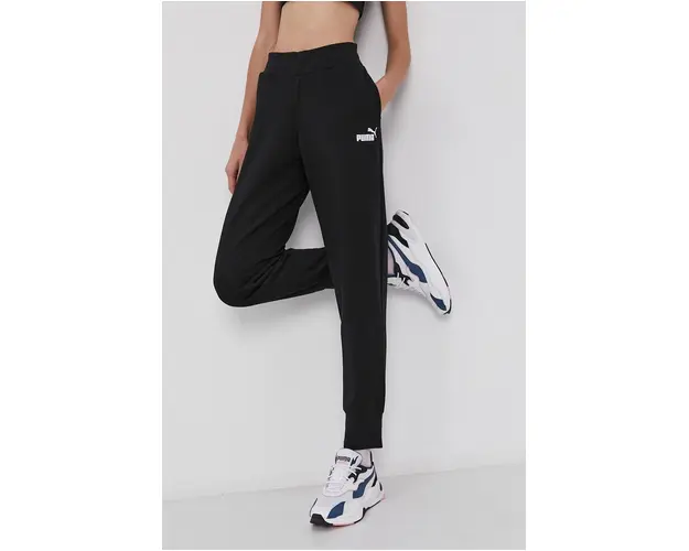 Puma pantaloni femei, culoarea negru, neted