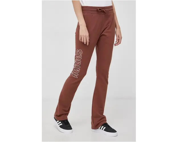 Adidas Originals Pantaloni HF6772 femei, culoarea maro, material neted